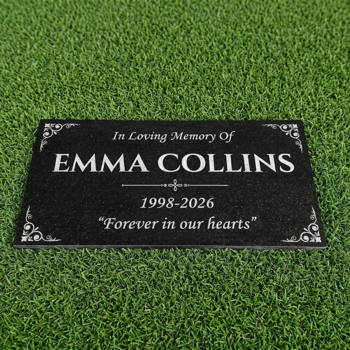 12x6 Black Granite Memorial Stone