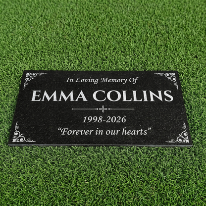 12x6 Black Granite Memorial Stone