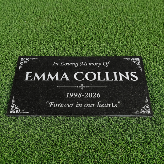 12x6 Black Granite Memorial Stone