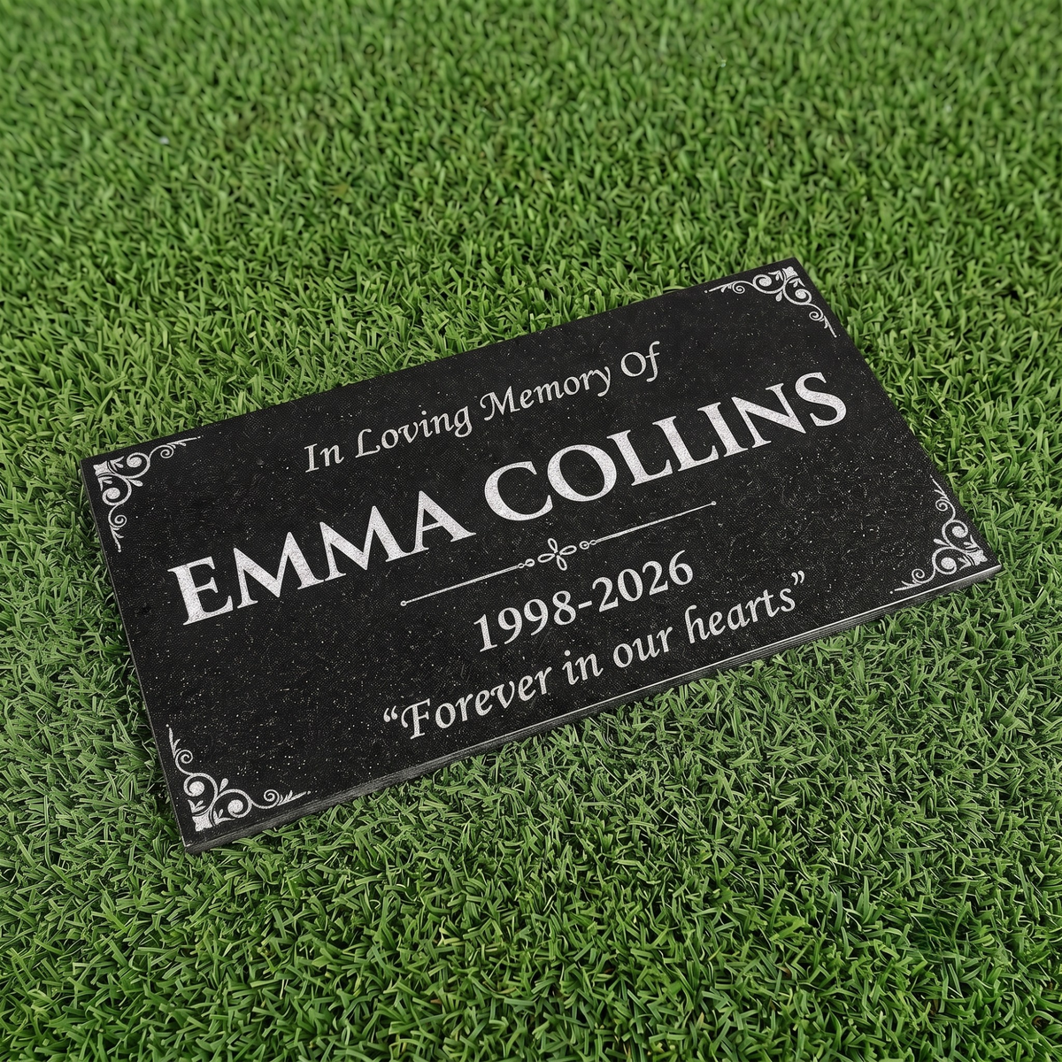 12x6 Black Granite Memorial Stone