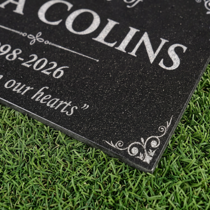 12x6 Black Granite Memorial Stone